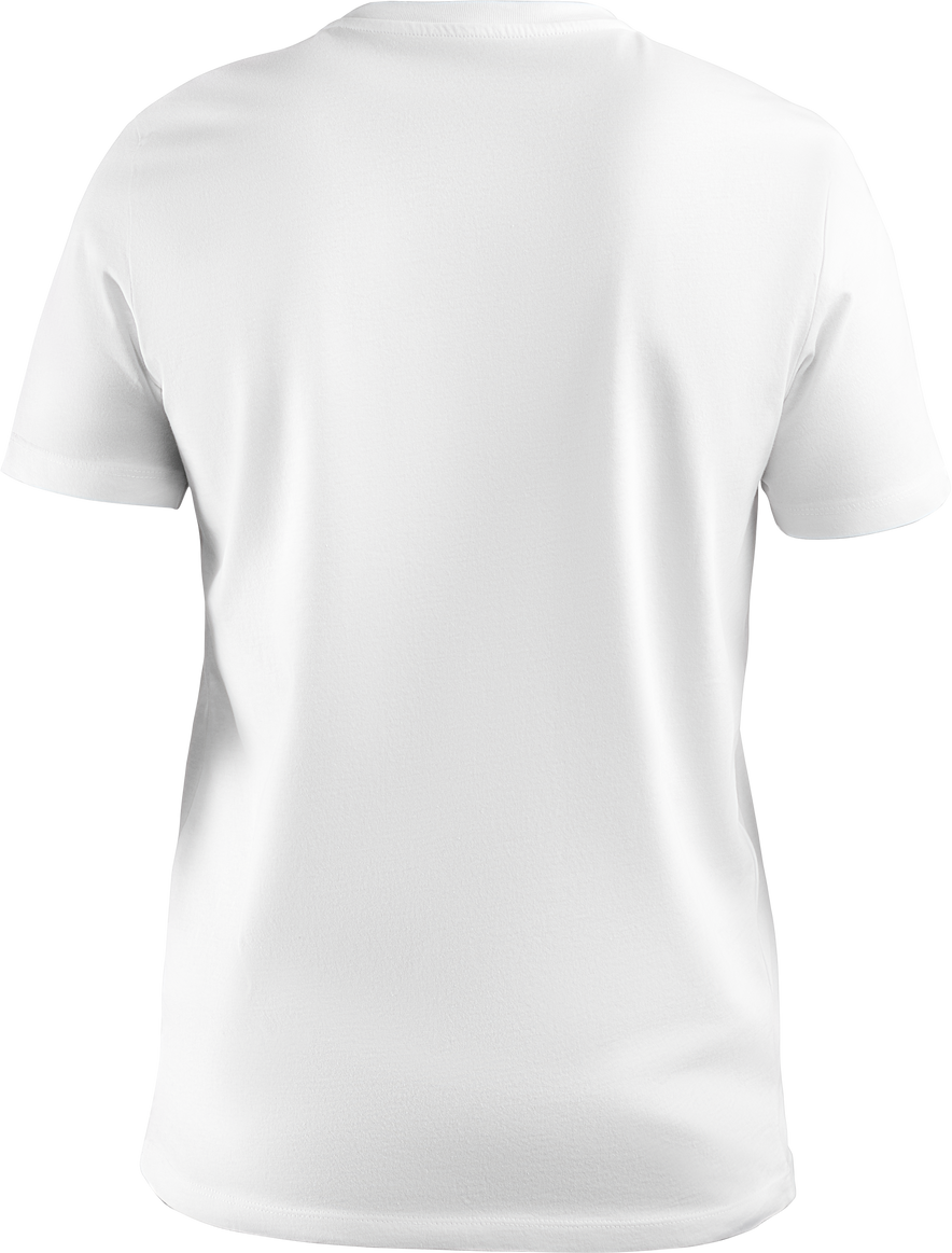 Mockup of white unisex t-shirt, canvas bella, 3D rendering, png, back